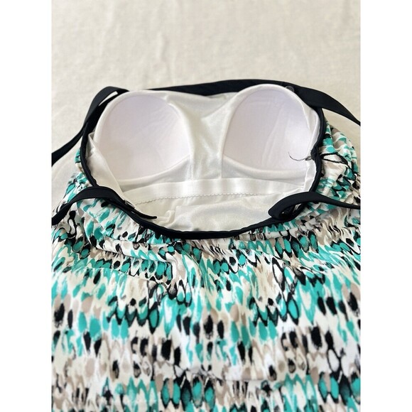 Le Cove Swimdress Women’s Size 14 Teal Ikat Removable Straps - Picture 4 of 11